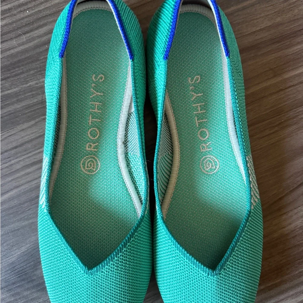 Rare Rothy's Teal Knit Slip-On Ballet Flat